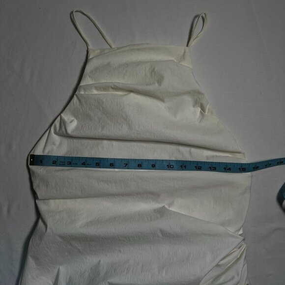 Amanda Uprichard Ruched Open Back Halter Dress Mini Ivory White Cocktail Medium - Picture 8 of 16
